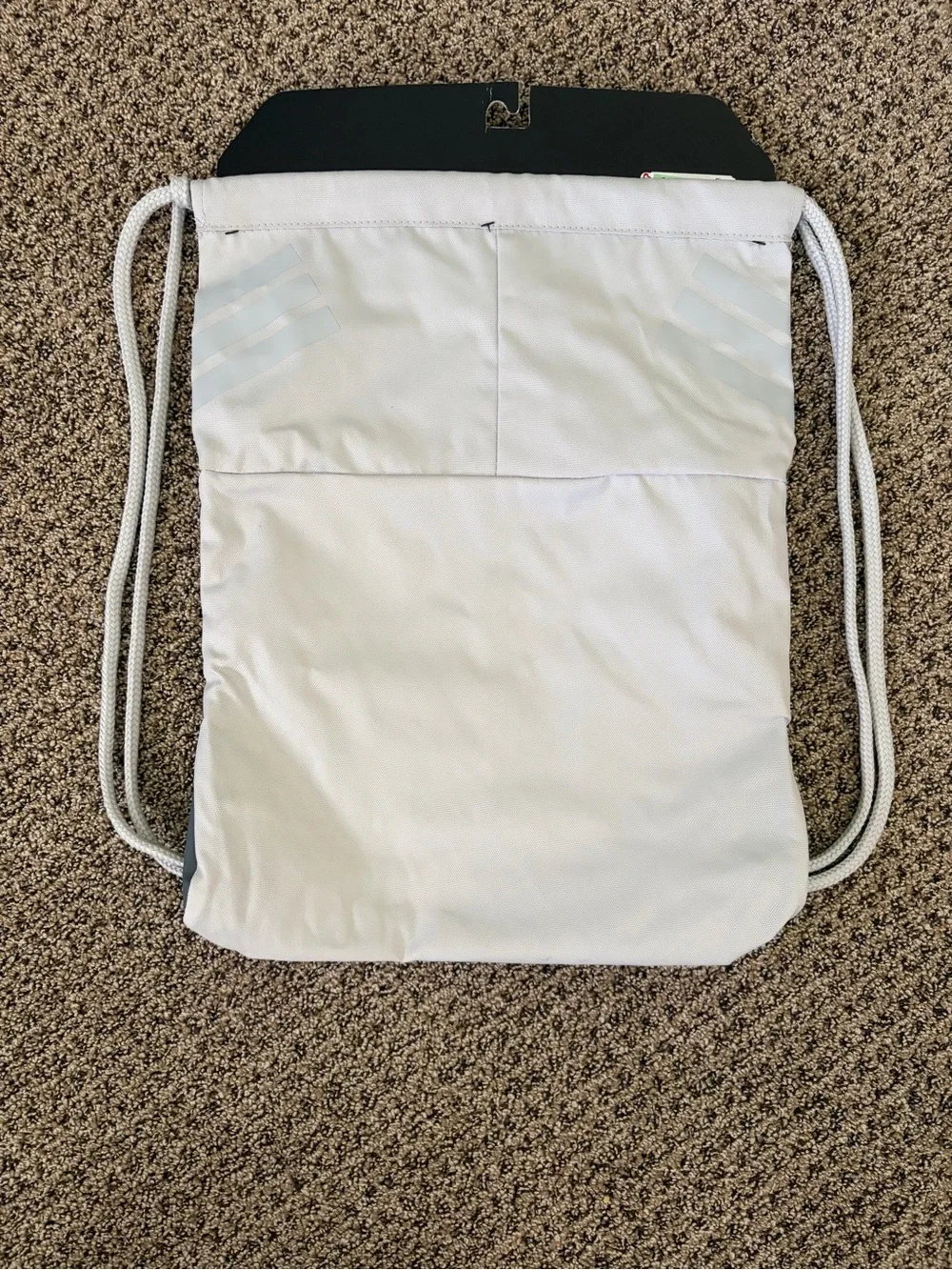 Adidas Light Gray Drawstring Zipper Gym Backpack